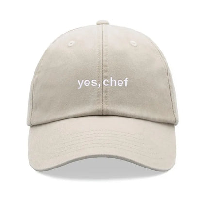 1pc "yes, Chef" Printing Baseball Cap Vintage Washed Unisex Dad Hat