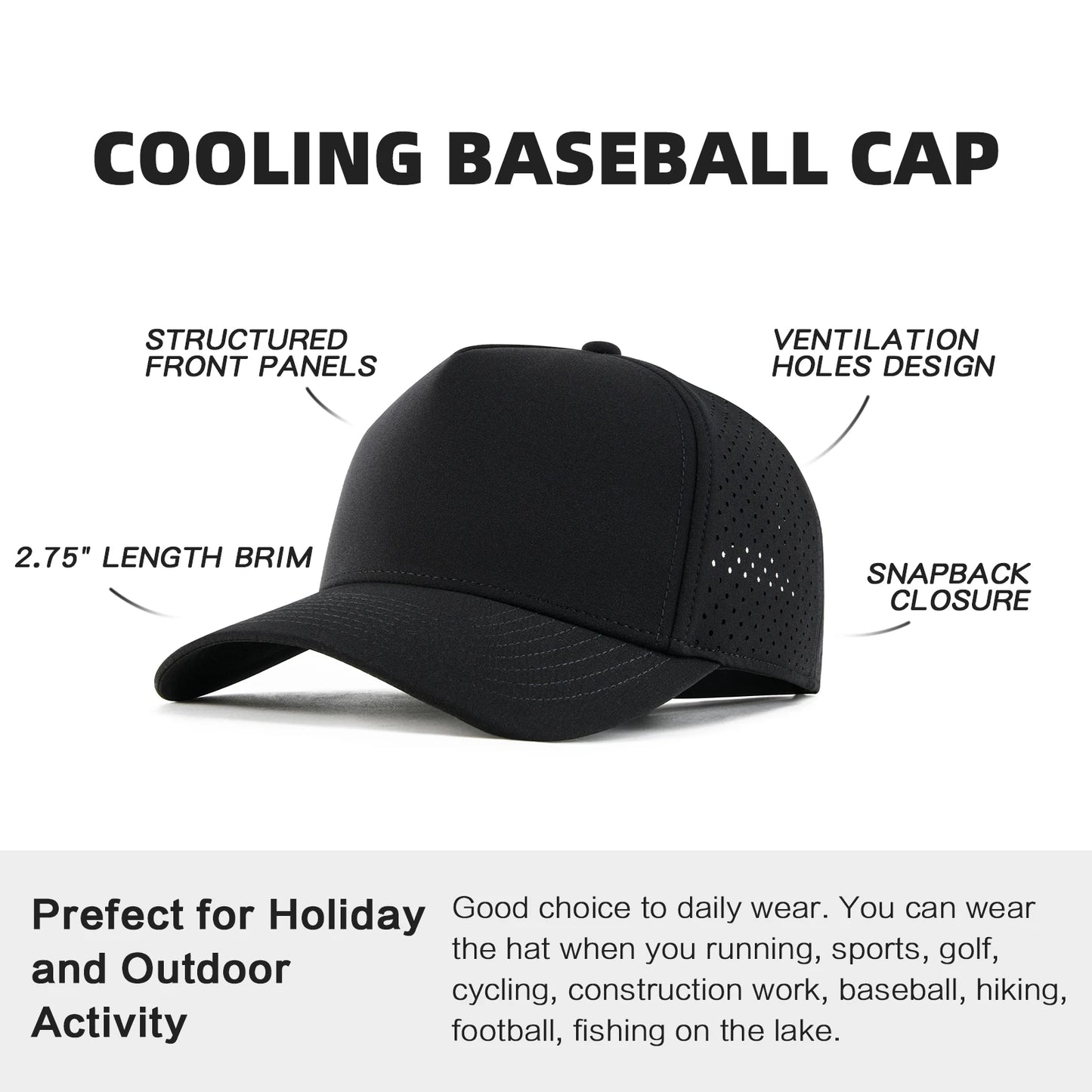 Performance Men Baseball Cap Mesh Cooling Hat