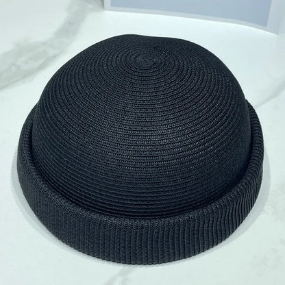 Japanese Simple Blade Roll Cap Beanies Landlord Hat