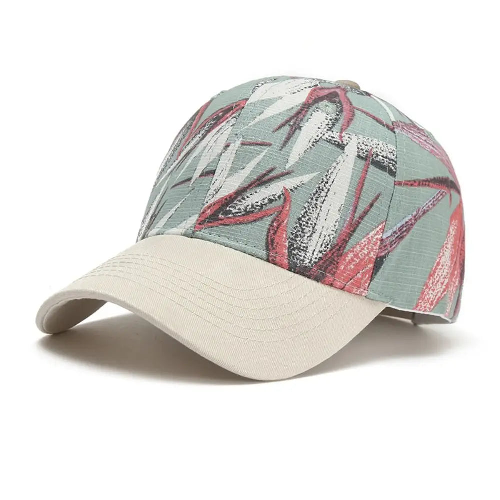 New Flower Print Sunscreen Hat Adjustable