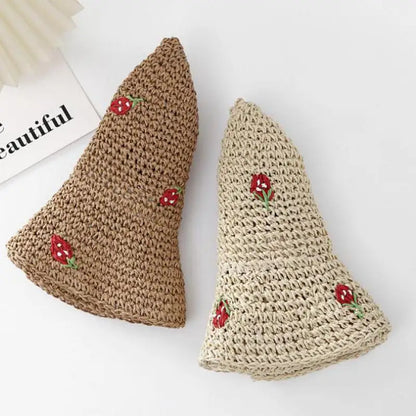 Summer Hat Women Strawberry Pattern Sunscreen Big Brim Fisherman Cap Sun Hat