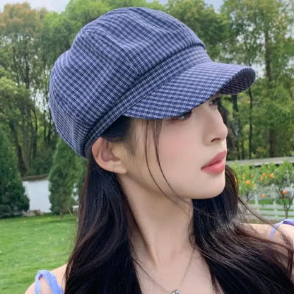 Korean-Style Retro Striped Painter Beret