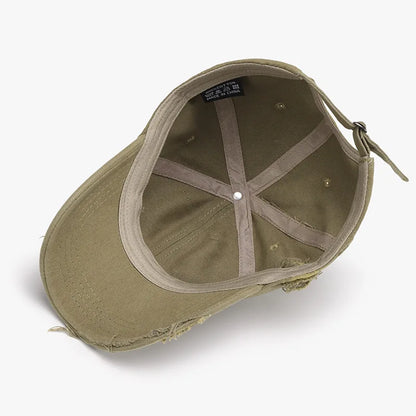 Ripped Soft-Top Panel Color-Block Personalized Washed Men's Baseball Cap
