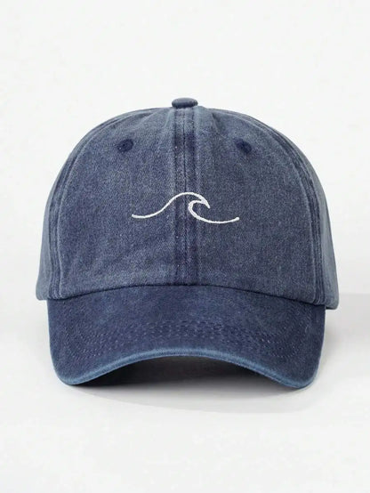 Embroidered Wave Washed Baseball Cap Adjustable