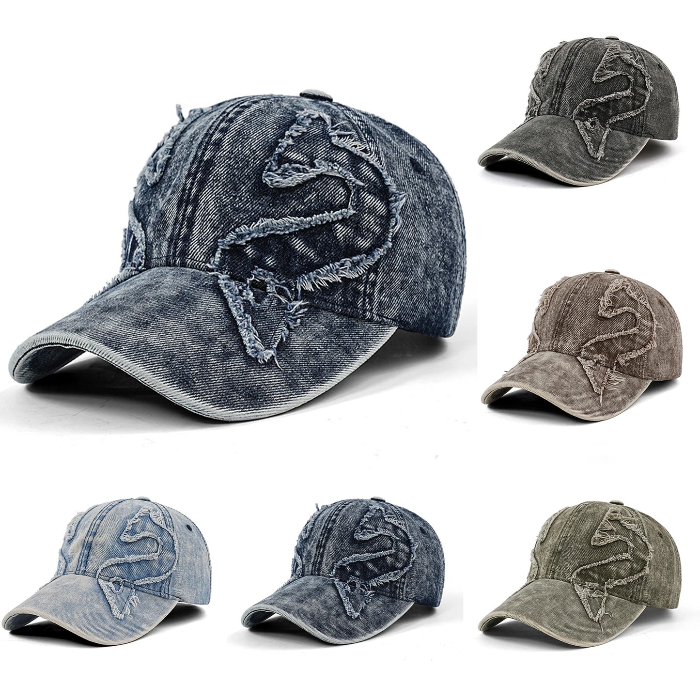 Retro Distressed Patchwork Baseball Cap Outdoor Washed Vintage