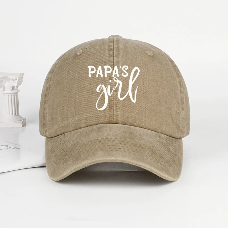 Vintage "Papa's Girl" Print Washed Baseball Cap