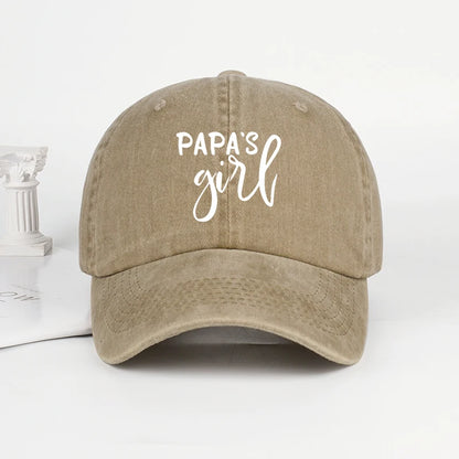 Vintage "Papa's Girl" Print Washed Baseball Cap