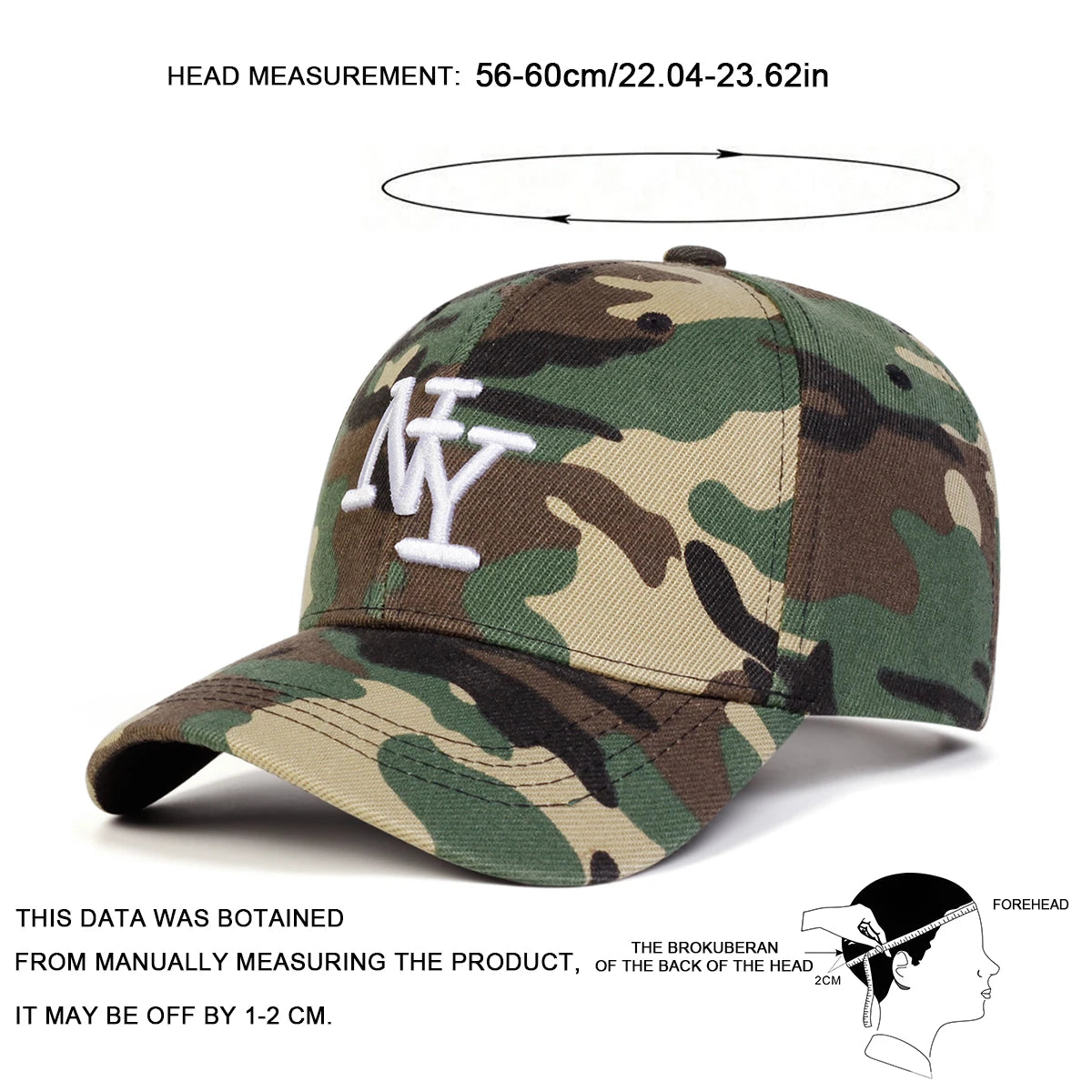 Unisex NY Letter Embroidery Camouflage Baseball Caps