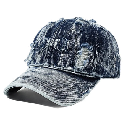 Washed Ripped Denim Baseball Cap