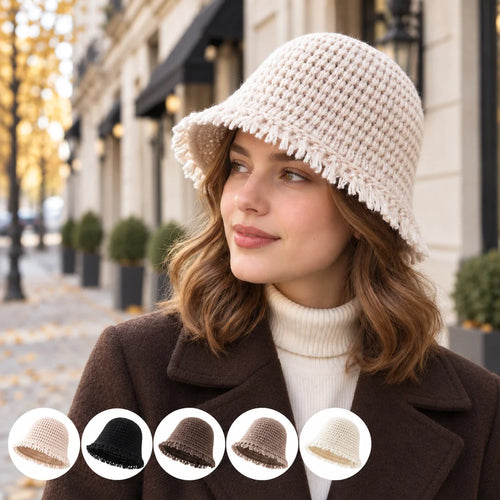 Women Knit Bucket Hat Soft Warm Cloche Cap