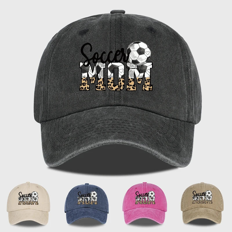 Leopard Print Soccer Mom Washed Baseball Cap