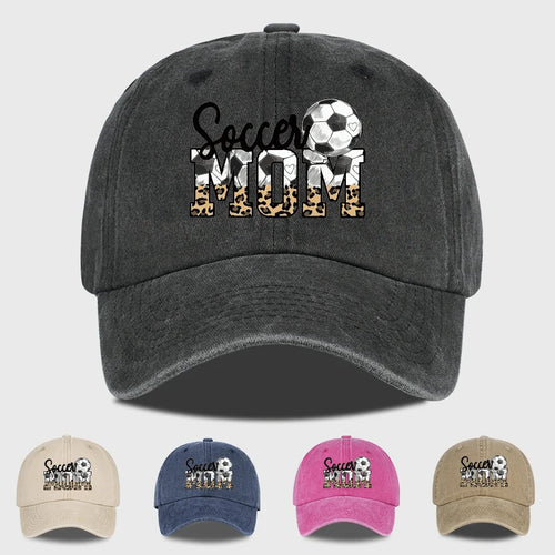 Leopard Print Soccer Mom Washed Baseball Cap