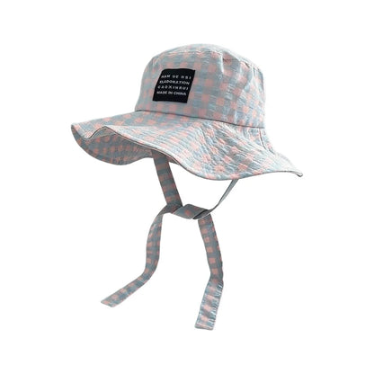 Summer Bucket Hat Breathable Sun Protection Retro Plaid Women