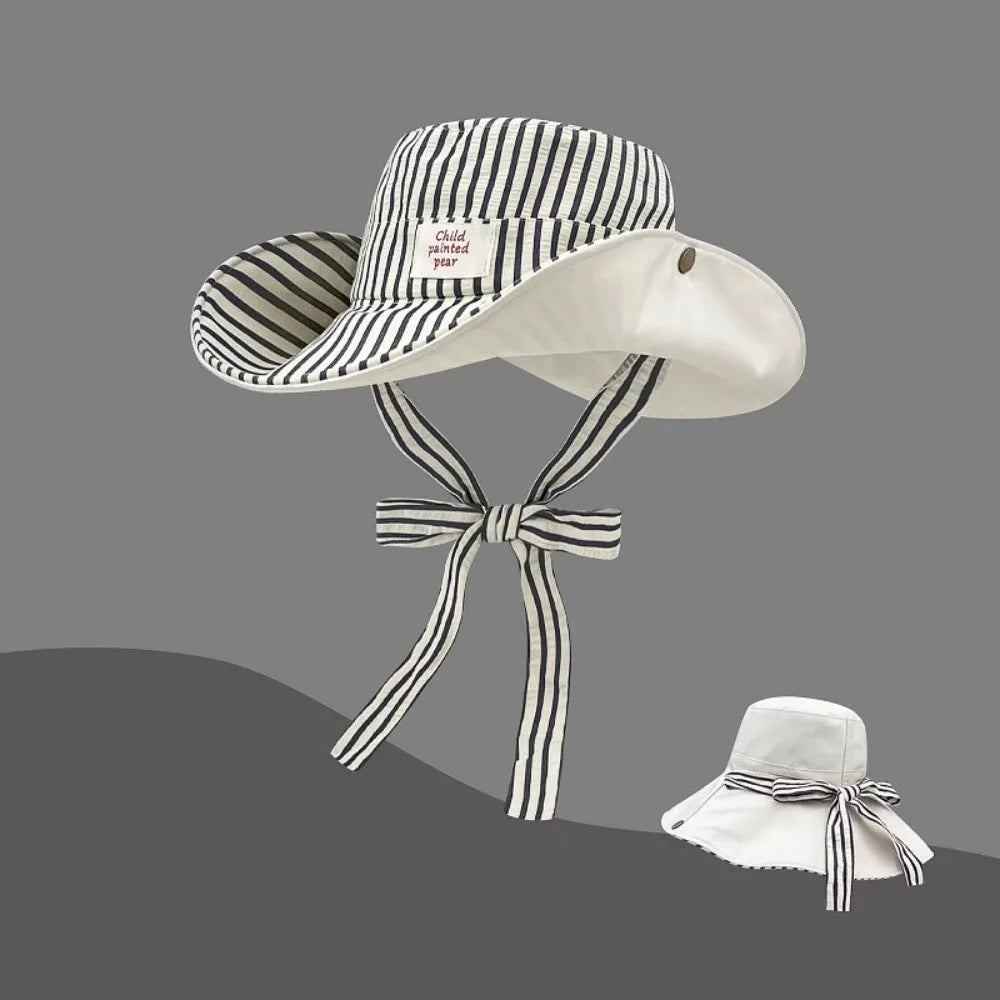Fashion UV Protection Bucket Hat Foldable Striped Sunshade Hat