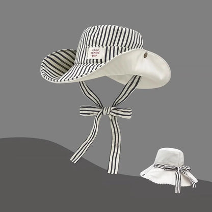 Fashion UV Protection Bucket Hat Foldable Striped Sunshade Hat