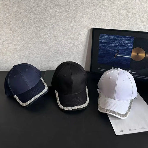 Trendy Women's Rhinestone-Embellished Baseball Cap Spring/Summer