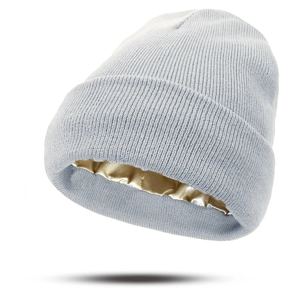 Winter Knit Beanies Satin Lined Winter Beanie For Women