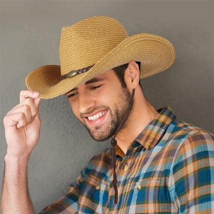 Wide Brim Women Summer Cowgirl Hat Sun Beach Straw Hat Cap