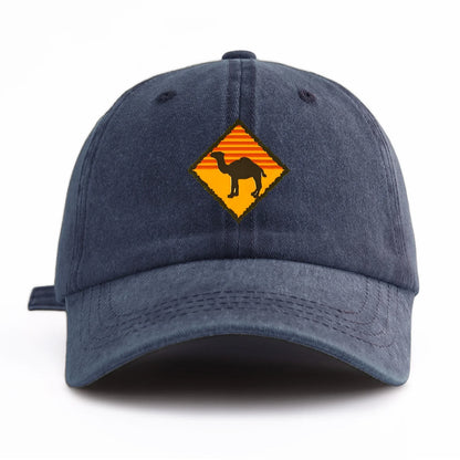 Camel Print Washed Baseball Cap For Adults, Minimalist Retro Style Casual Soft