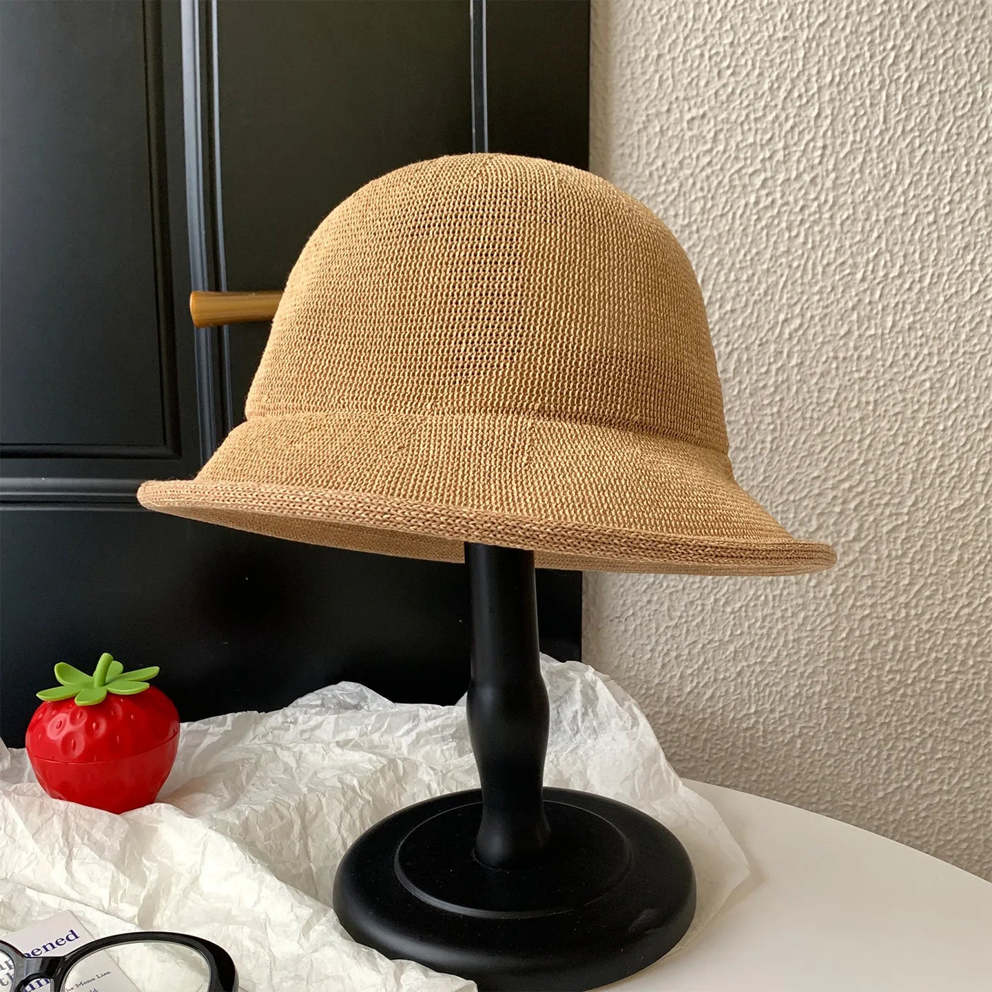 Cuffed Knitted Openwork Fisherman's Hat