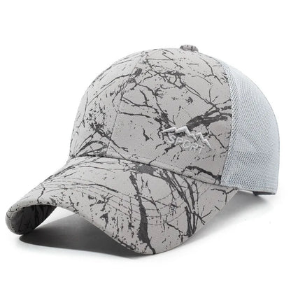 Men Women Camo Stone Print Mesh Trucker Cap