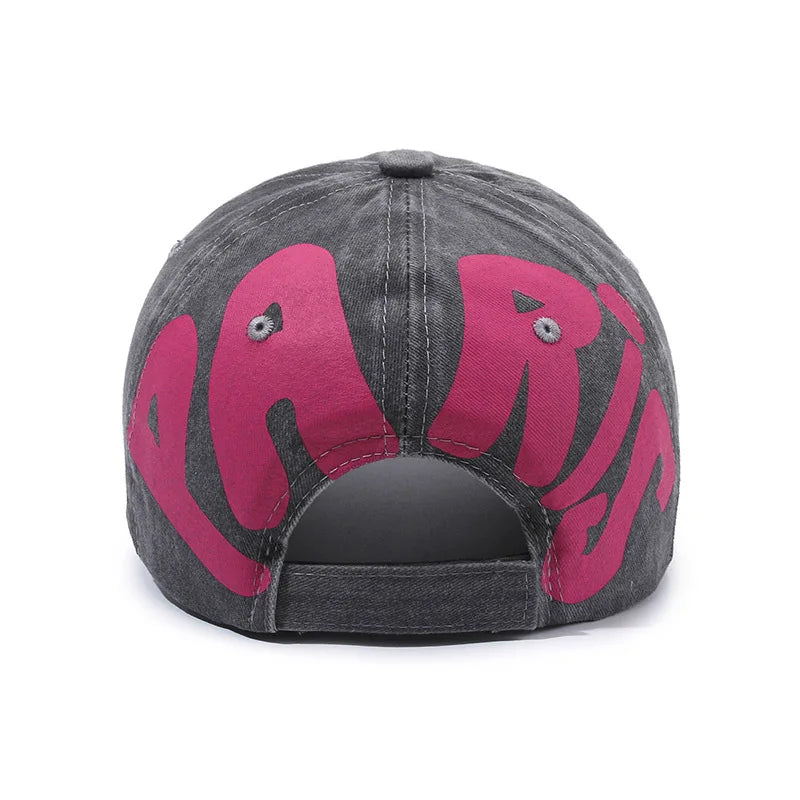 New Spring Washed Distressed Soft Top Printed Baseball Cap