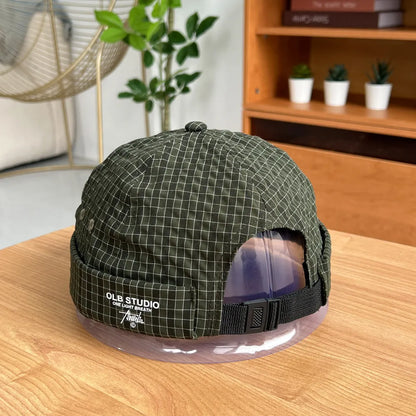 Plaid Quick-Dry Melon Cap Embroidered Dome Trendy Hip-Hop Hat For Men