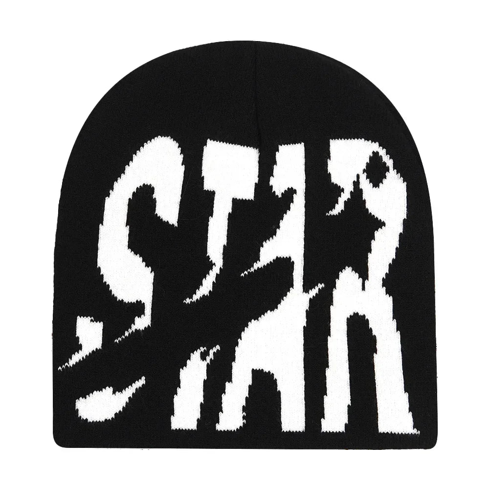 Y2K Letter Knitted Winter Autumn Beanie Cap Men Women
