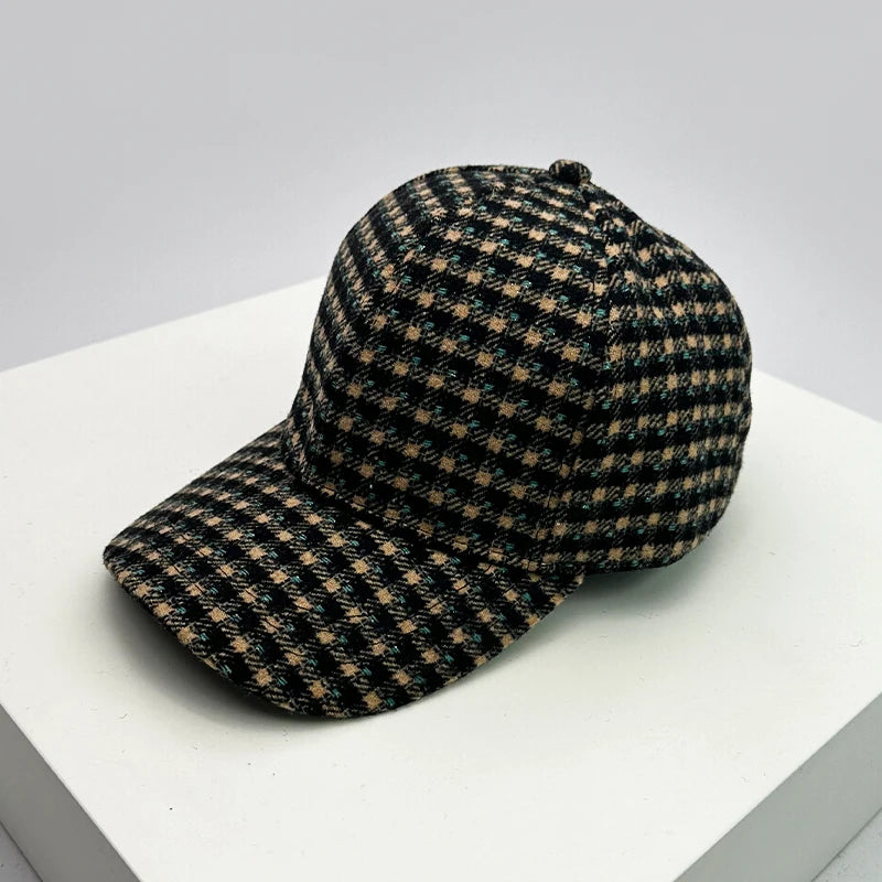 New Men Women Versatile Color Block Woolen Cloth Baseball Caps