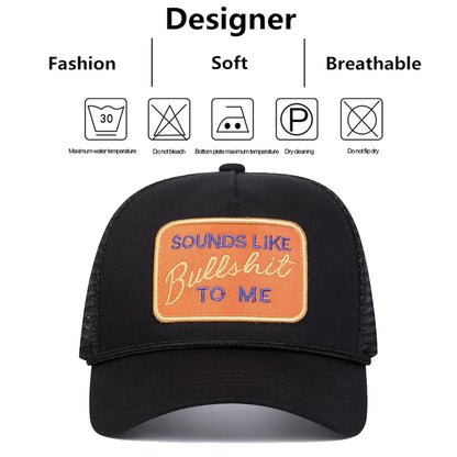 Unisex Bullshit Letter Embroidery Baseball Net Caps Spring Summer