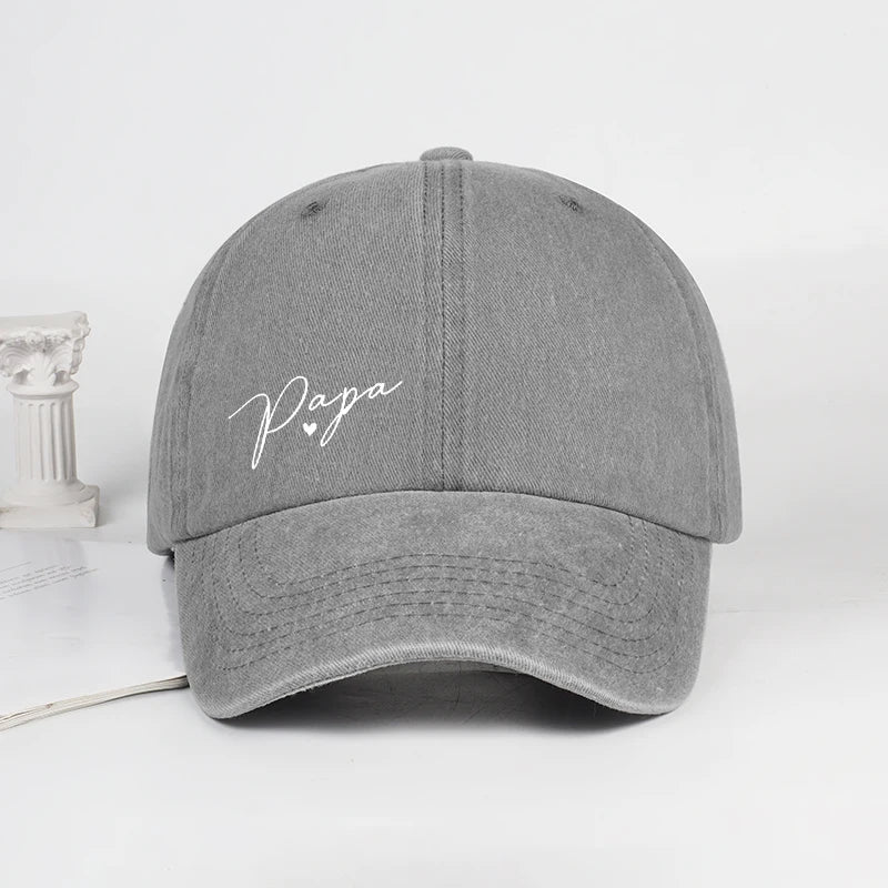 Retro “Papa” Handwritten Print Washed Baseball Cap