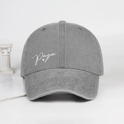 Retro “Papa” Handwritten Print Washed Baseball Cap