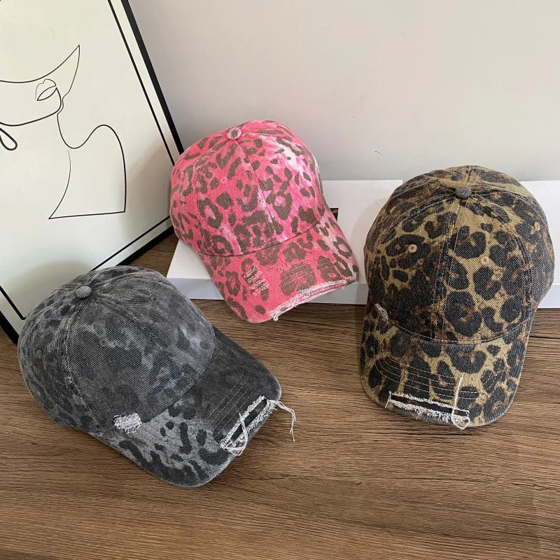 Fashion Leopard Printing Baseball Cap For Women Cotton Soft Top Women Caps