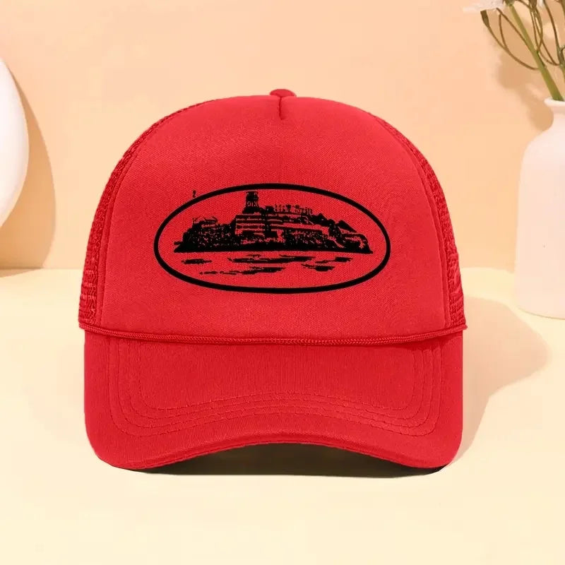 A Trendy City Scenery Mesh Dad Hat Adjustable Breathable Baseball Cap