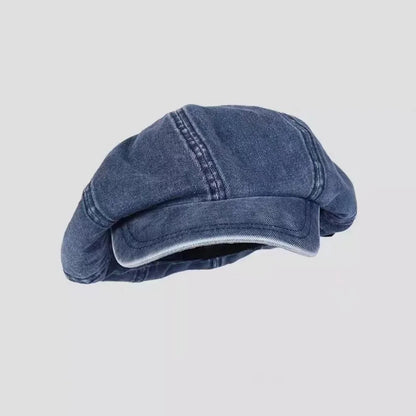 Vintage Washed Denim Beret Hat