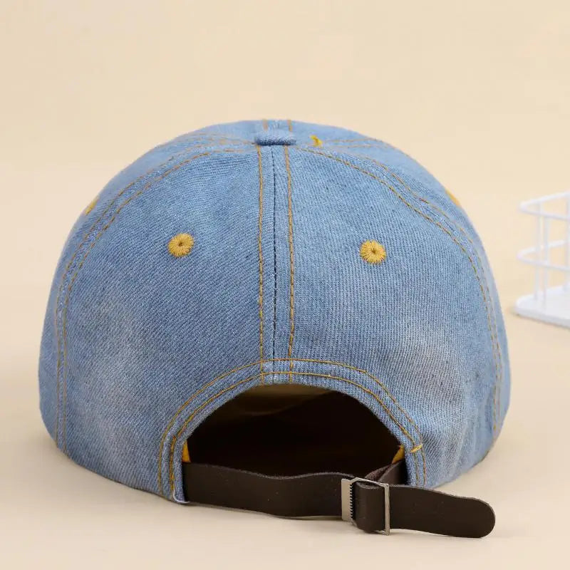 Baseball Cap Women Retro Street Crown Beads Denim