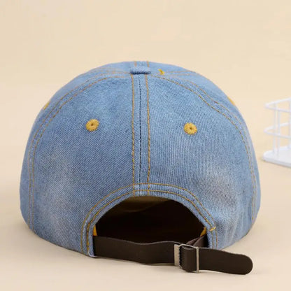 Baseball Cap Women Retro Street Crown Beads Denim