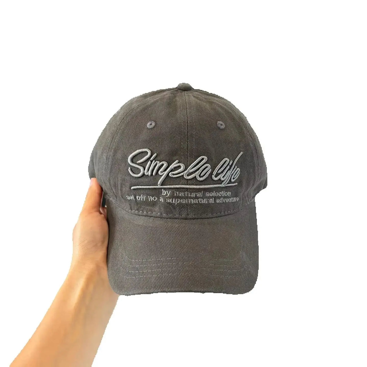 Retro Blue Embroidered Letter Wide Brim Baseball Cap Korean Style Sunshade Outdoor Sports Circumference Hat