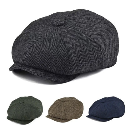 Autumn Winter Men's Newsboy Hat Wool Blend Male Beret Men And Women