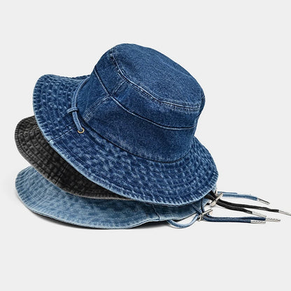New Washed Denim Bucket Hat Women Outdoor Sun Hat