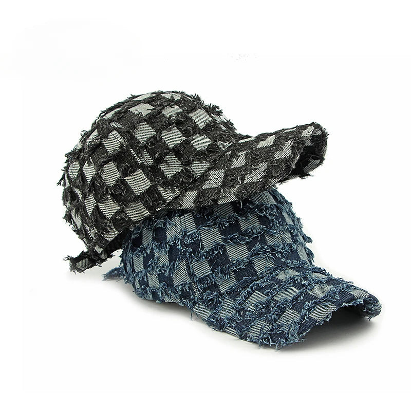 Fashion Washed Denim Hard Top Baseball Cap Women's