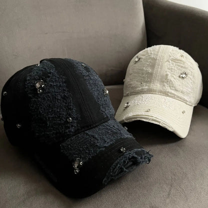 Rhinestone Distressed Baseball Cap