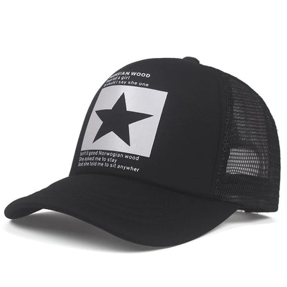New Trendy Breathable Mesh Hat Pentagram Street Dance Skateboarding Outdoor Leisure Sunshade Baseball Hat Unisex