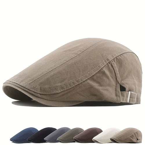 Men's Classic Cotton Newsboy Hat, Vintage Cabbie Cap