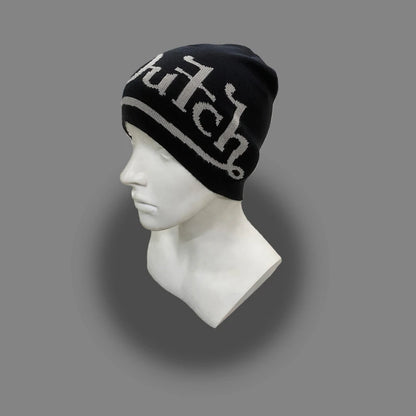 Y2k Retro Street Style Letter Jacquard Knit Hat Without Eaves