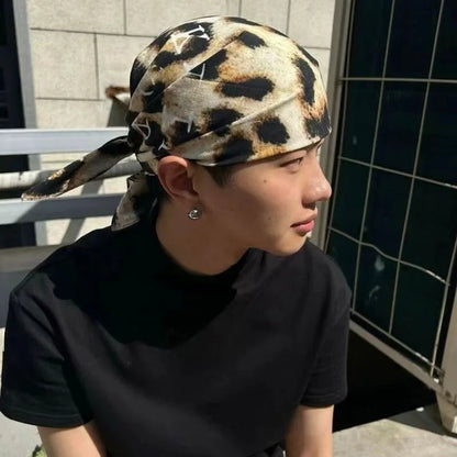 New Hip Hop Punk Leopard Print Cotton Scarf Breathable Cap