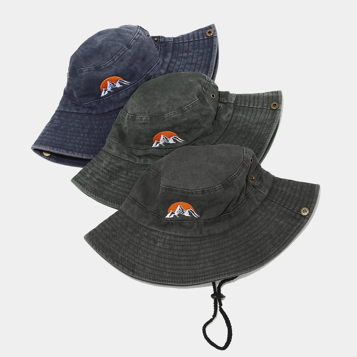 Washed Cotton Embroidery Fishing Fisherman Hats Bucket Hat