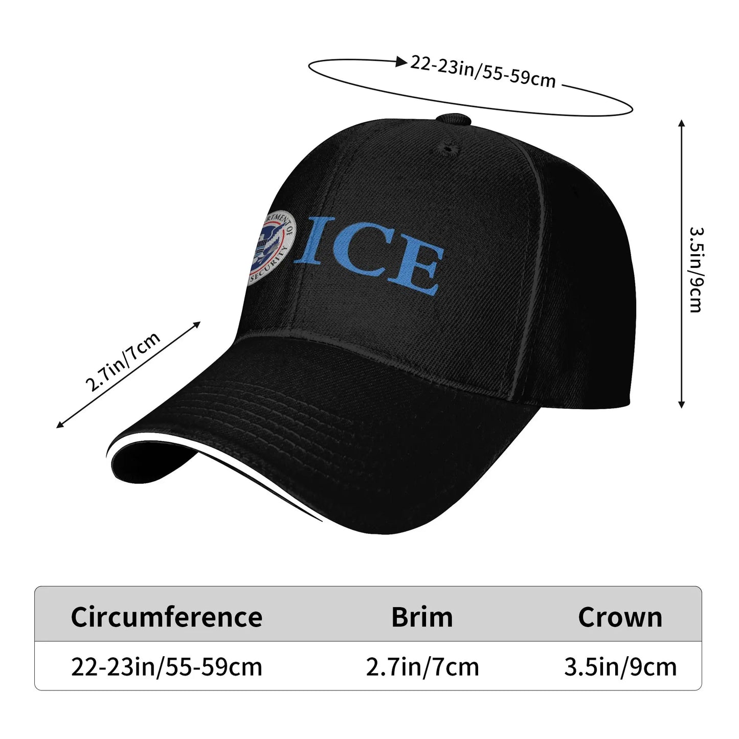 Immigration And Customs Enforcement Ice Casual Baseball Cap Hiking Fishing