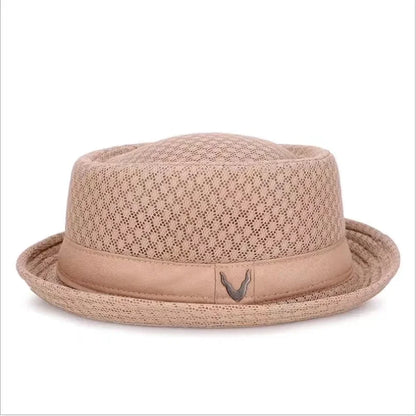 New Breathable Hat England Mesh Flat Straw Hat Retro England Jazz Foldable Sun Hats