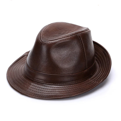 2026 Autumn Men Real Genuine Cowhide Leather Top Hats